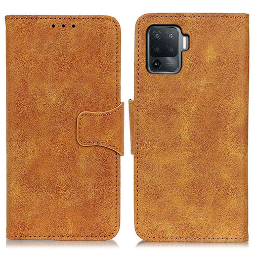 Leather Case Stands Flip Cover Holder M03L for Oppo Reno5 Lite Khaki