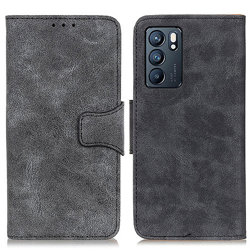 Leather Case Stands Flip Cover Holder M03L for Oppo Reno6 5G Black