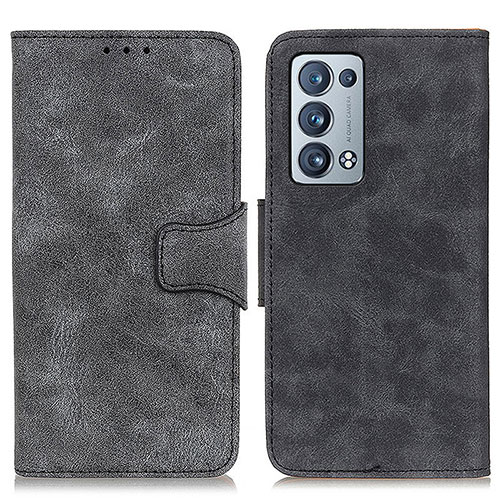 Leather Case Stands Flip Cover Holder M03L for Oppo Reno6 Pro 5G Black