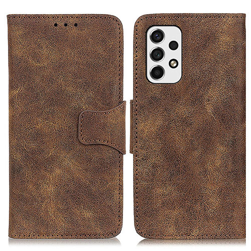 Leather Case Stands Flip Cover Holder M03L for Samsung Galaxy A53 5G Brown