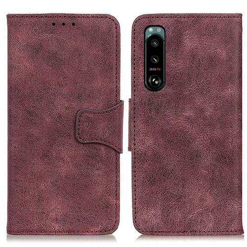 Leather Case Stands Flip Cover Holder M03L for Sony Xperia 5 III Purple