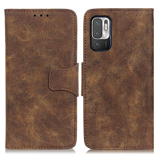 Leather Case Stands Flip Cover Holder M03L for Xiaomi POCO M3 Pro 5G Brown