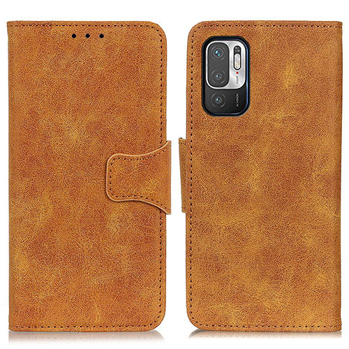 Leather Case Stands Flip Cover Holder M03L for Xiaomi Redmi Note 10 5G Khaki