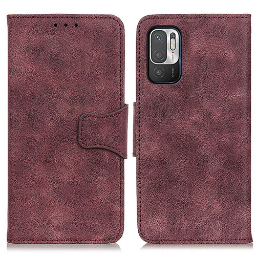 Leather Case Stands Flip Cover Holder M03L for Xiaomi Redmi Note 10 5G Purple