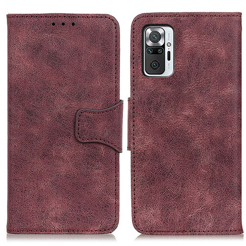 Leather Case Stands Flip Cover Holder M03L for Xiaomi Redmi Note 10 Pro 4G Purple