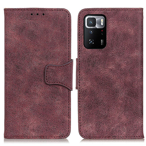 Leather Case Stands Flip Cover Holder M03L for Xiaomi Redmi Note 10 Pro 5G Purple