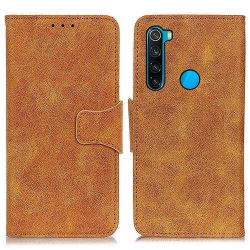 Leather Case Stands Flip Cover Holder M03L for Xiaomi Redmi Note 8 (2021) Khaki