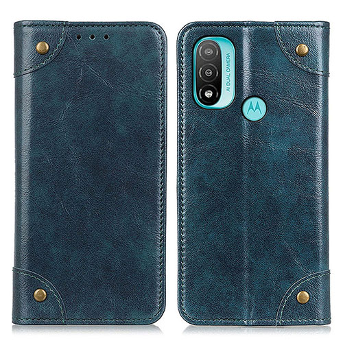 Leather Case Stands Flip Cover Holder M04L for Motorola Moto E20 Blue