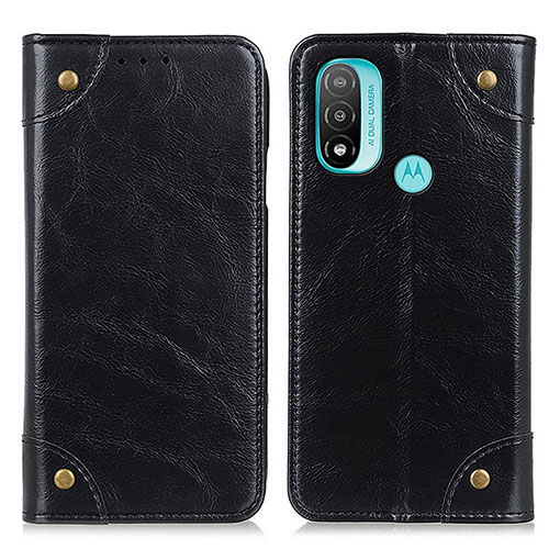 Leather Case Stands Flip Cover Holder M04L for Motorola Moto E30 Black