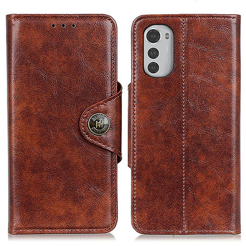 Leather Case Stands Flip Cover Holder M04L for Motorola Moto E32 Brown