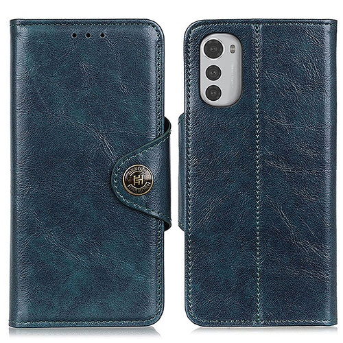 Leather Case Stands Flip Cover Holder M04L for Motorola Moto E32s Blue