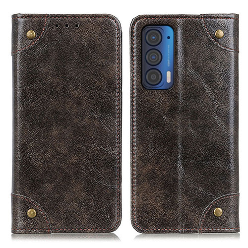 Leather Case Stands Flip Cover Holder M04L for Motorola Moto Edge (2021) 5G Bronze