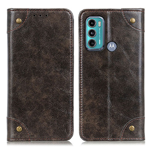 Leather Case Stands Flip Cover Holder M04L for Motorola Moto G60 Bronze