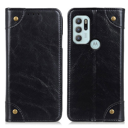 Leather Case Stands Flip Cover Holder M04L for Motorola Moto G60s Black