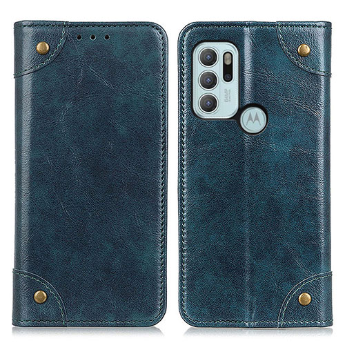 Leather Case Stands Flip Cover Holder M04L for Motorola Moto G60s Blue