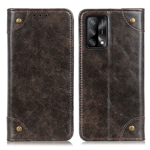 Leather Case Stands Flip Cover Holder M04L for Oppo A74 4G Bronze