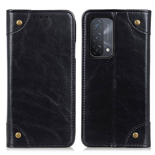 Leather Case Stands Flip Cover Holder M04L for Oppo A74 5G Black