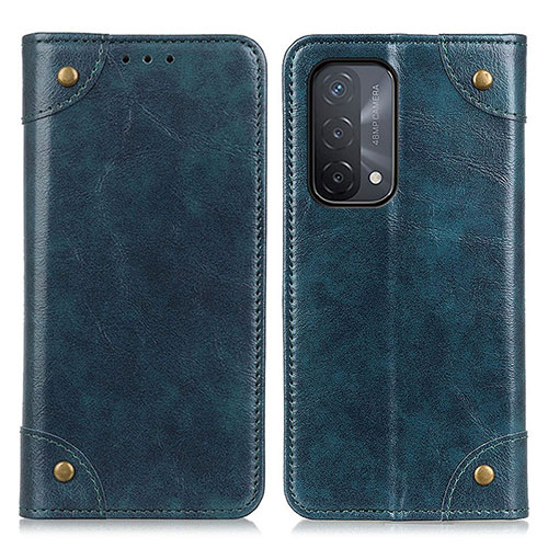 Leather Case Stands Flip Cover Holder M04L for Oppo A93 5G Blue