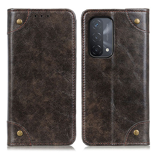 Leather Case Stands Flip Cover Holder M04L for Oppo A93 5G Bronze