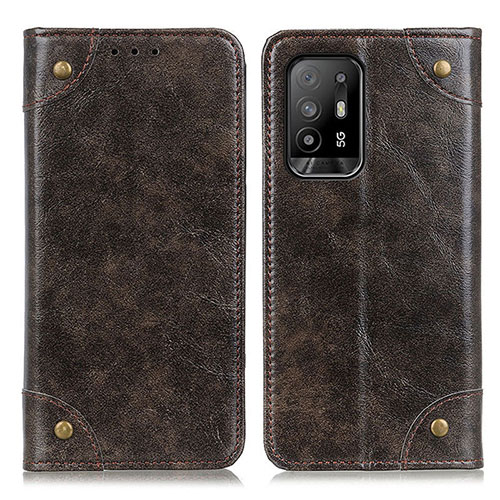 Leather Case Stands Flip Cover Holder M04L for Oppo A94 5G Bronze