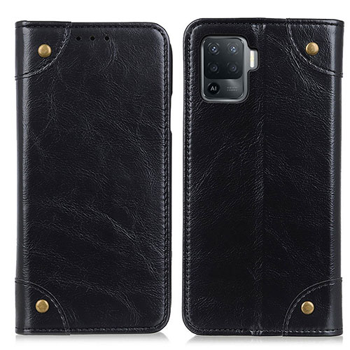 Leather Case Stands Flip Cover Holder M04L for Oppo Reno5 Lite Black