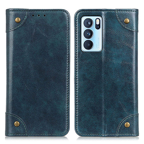 Leather Case Stands Flip Cover Holder M04L for Oppo Reno6 Pro 5G India Blue