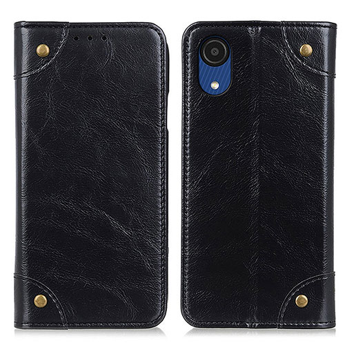 Leather Case Stands Flip Cover Holder M04L for Samsung Galaxy A03 Core Black