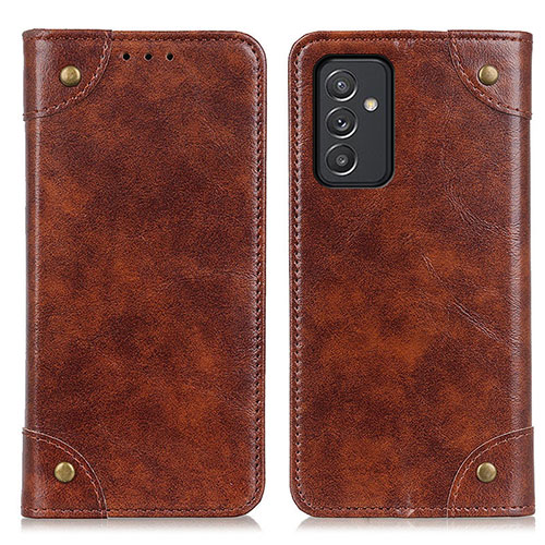 Leather Case Stands Flip Cover Holder M04L for Samsung Galaxy A15 4G Brown