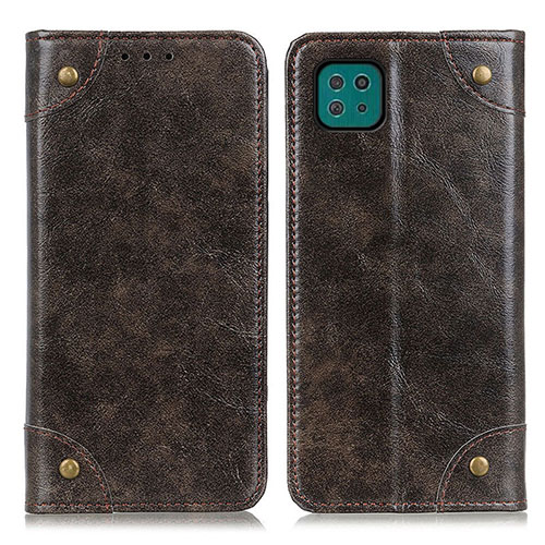 Leather Case Stands Flip Cover Holder M04L for Samsung Galaxy A22 5G Bronze