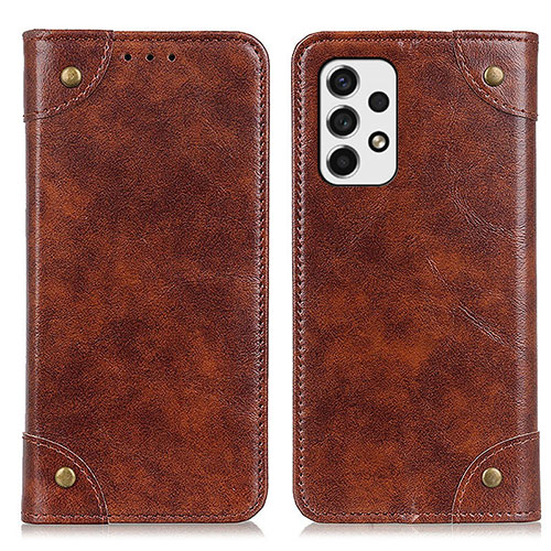 Leather Case Stands Flip Cover Holder M04L for Samsung Galaxy A53 5G Brown