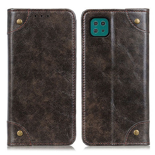 Leather Case Stands Flip Cover Holder M04L for Samsung Galaxy F42 5G Bronze