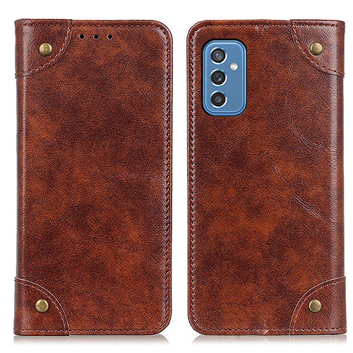 Leather Case Stands Flip Cover Holder M04L for Samsung Galaxy M52 5G Brown