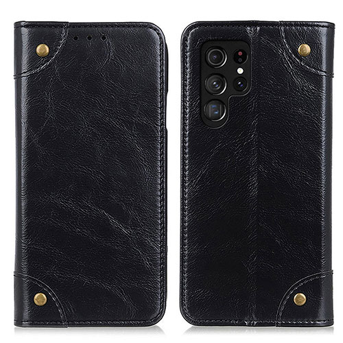 Leather Case Stands Flip Cover Holder M04L for Samsung Galaxy S23 Ultra 5G Black