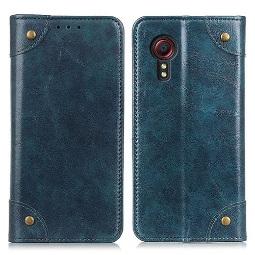 Leather Case Stands Flip Cover Holder M04L for Samsung Galaxy XCover 5 SM-G525F Blue