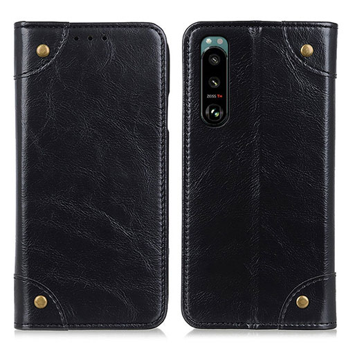 Leather Case Stands Flip Cover Holder M04L for Sony Xperia 5 III SO-53B Black