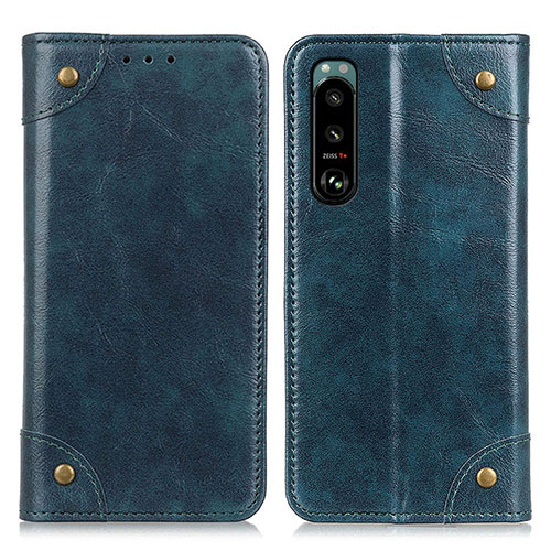 Leather Case Stands Flip Cover Holder M04L for Sony Xperia 5 III SO-53B Blue