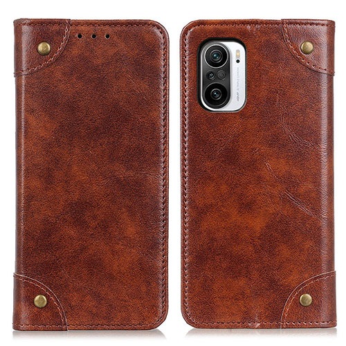 Leather Case Stands Flip Cover Holder M04L for Xiaomi Mi 11i 5G Brown