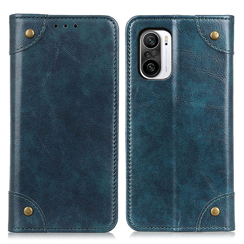 Leather Case Stands Flip Cover Holder M04L for Xiaomi Poco F3 5G Blue