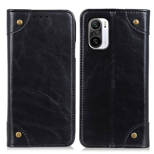 Leather Case Stands Flip Cover Holder M04L for Xiaomi Redmi K40 5G Black