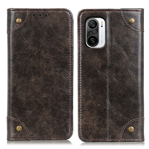 Leather Case Stands Flip Cover Holder M04L for Xiaomi Redmi K40 5G Bronze