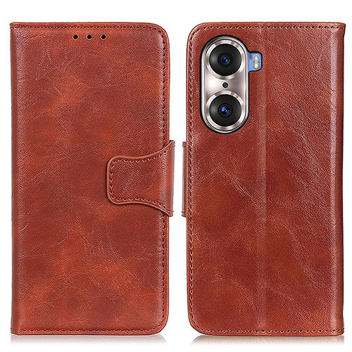 Leather Case Stands Flip Cover Holder M05L for Huawei Honor 60 5G Brown