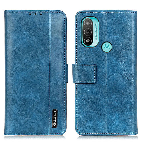 Leather Case Stands Flip Cover Holder M05L for Motorola Moto E40 Blue