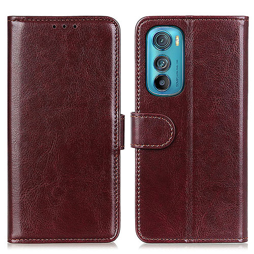 Leather Case Stands Flip Cover Holder M05L for Motorola Moto Edge 30 5G Brown