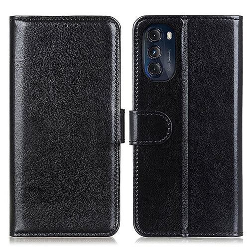 Leather Case Stands Flip Cover Holder M05L for Motorola Moto G 5G (2022) Black