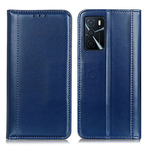 Leather Case Stands Flip Cover Holder M05L for Oppo A16s Blue