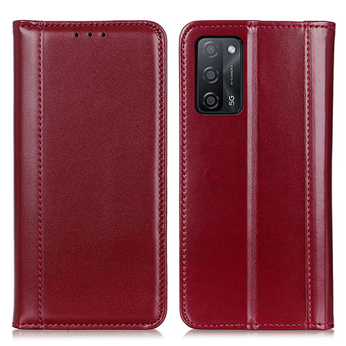 Leather Case Stands Flip Cover Holder M05L for Oppo A53s 5G Red