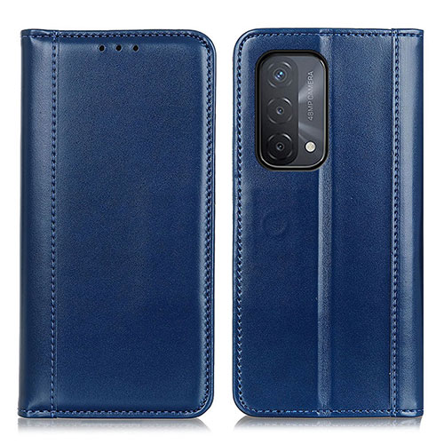 Leather Case Stands Flip Cover Holder M05L for Oppo A54 5G Blue