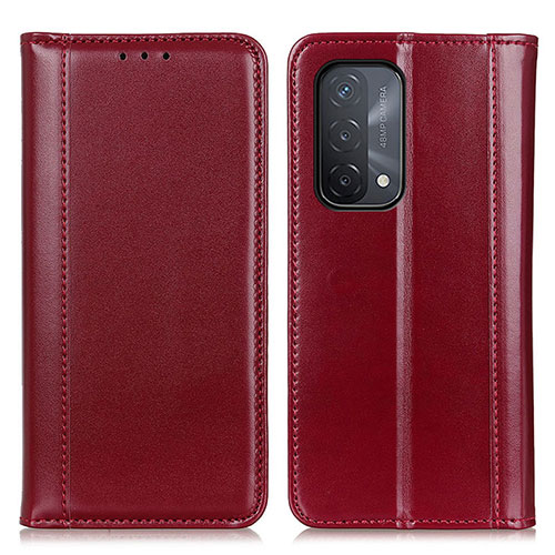 Leather Case Stands Flip Cover Holder M05L for Oppo A54 5G Red