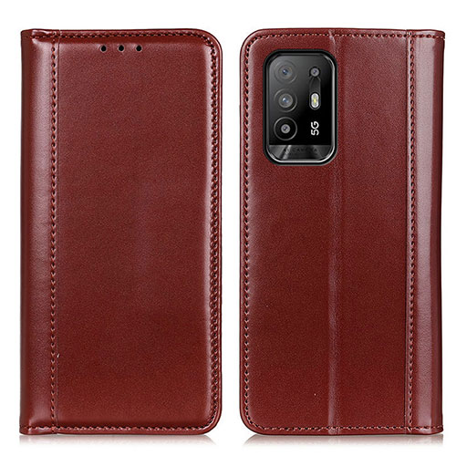 Leather Case Stands Flip Cover Holder M05L for Oppo A94 5G Brown