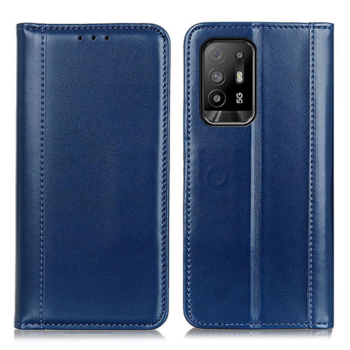 Leather Case Stands Flip Cover Holder M05L for Oppo A95 5G Blue